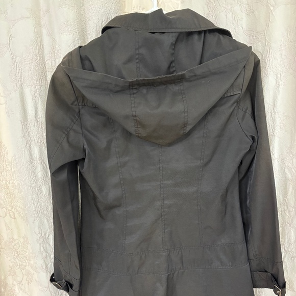 Guess Woman’s Collared Hooded Button Closure Lined  Midi Jacket Black Size M - Picture 7 of 9